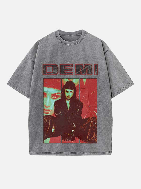 Demi Lovato Print Round Neck T-shirt