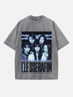 LE SSERAFIM Print Round Neck T-shirt