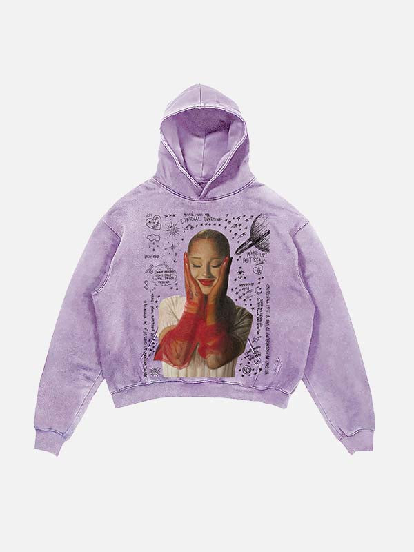 Ariana Grande Print Slant Pockets Hoodie