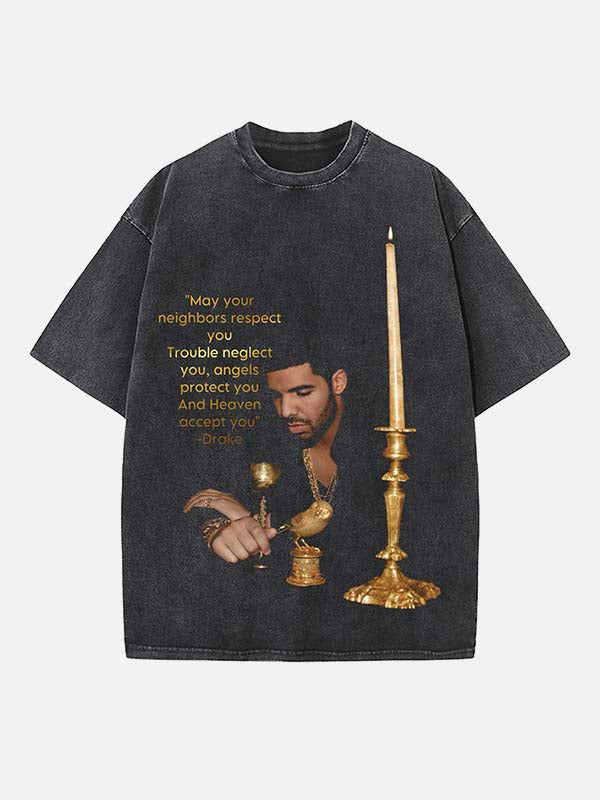 Drake Print Round Neck T-shirt