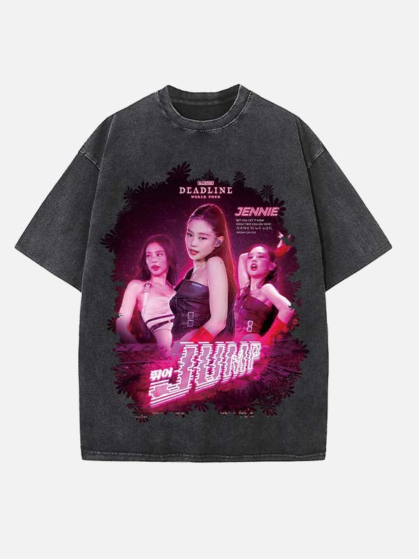 BLACKPINK Jennie Print Round Neck T-shirt