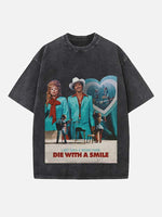 Lady Gaga & Bruno Mars Print Round Neck T-shirt