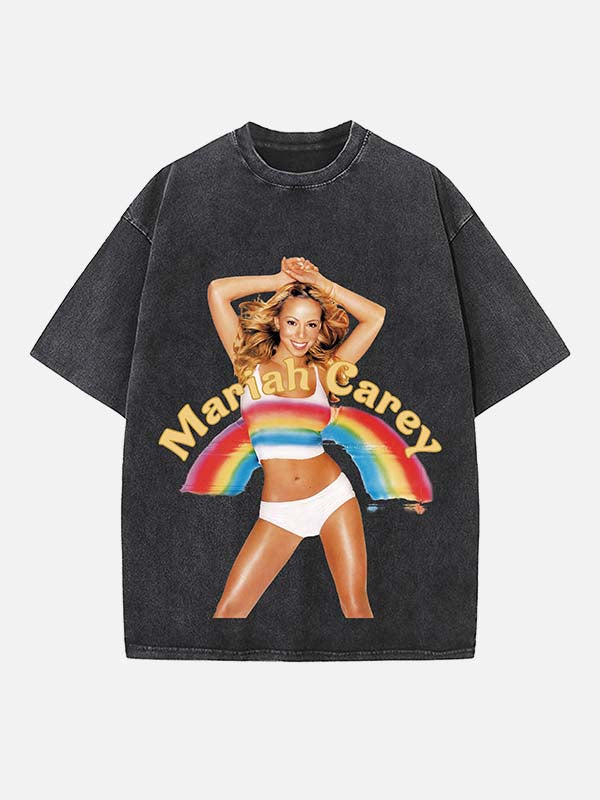 Mariah Carey Print Round Neck T-shirt