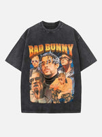 Bad Bunny Print Round Neck T-shirt