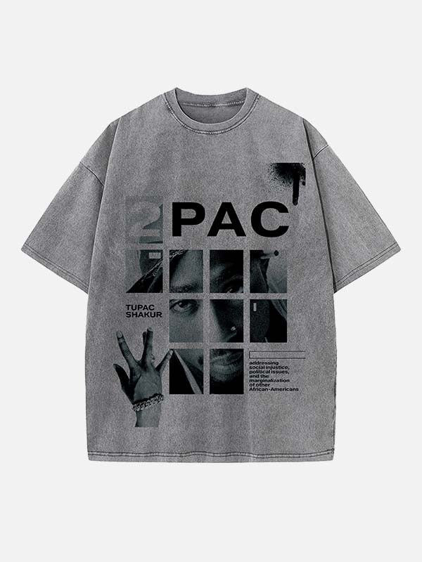 2Pac Print Round Neck T-shirt