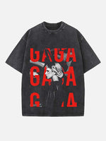 Lady Gaga Print Round Neck T-shirt