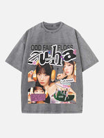 LE SSERAFIM Kazuha Print Round Neck T-shirt