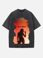Dua Lipa Print Round Neck T-shirt