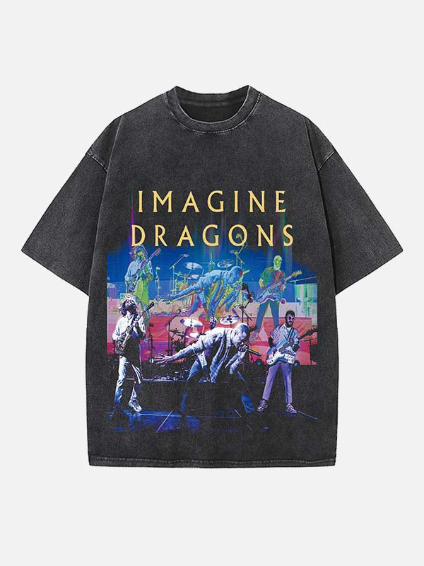 Imagine Dragons Print Round Neck T-shirt