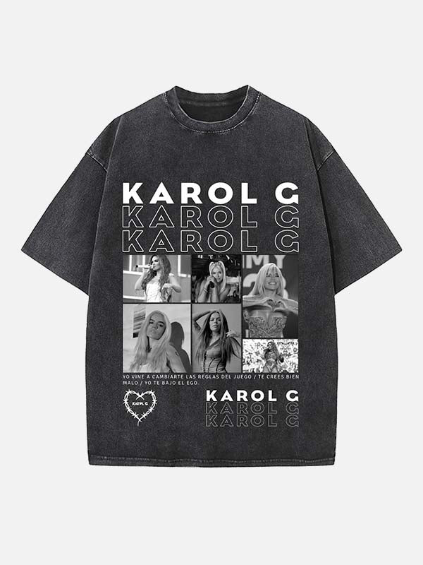 Karol G Print Round Neck T-shirt