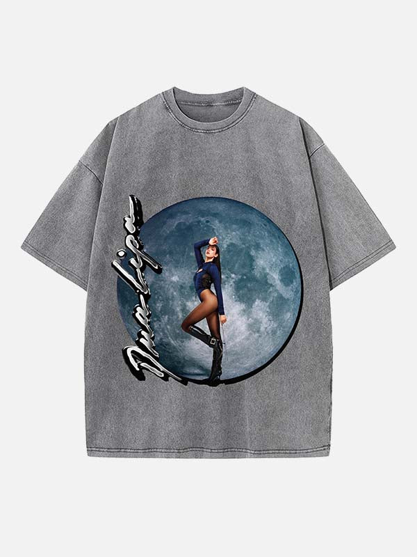 Dua Lipa Print Round Neck T-shirt