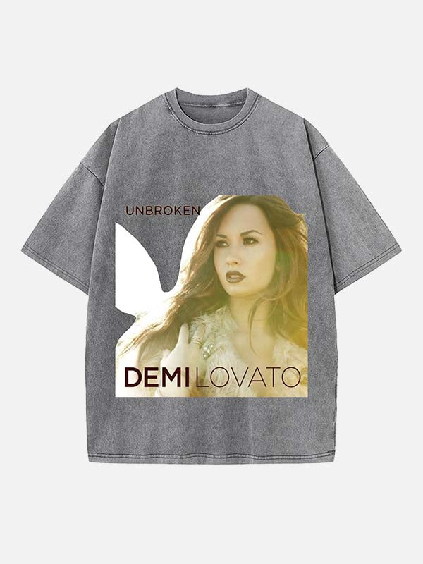 Demi Lovato Print Round Neck T-shirt