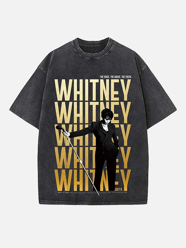 Whitney Houston Print Round Neck T-shirt