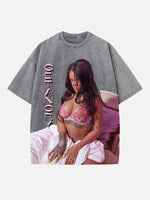 Rihanna Print Round Neck T-shirt