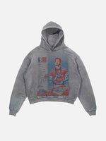 Bad Bunny Print Slant Pockets Hoodie