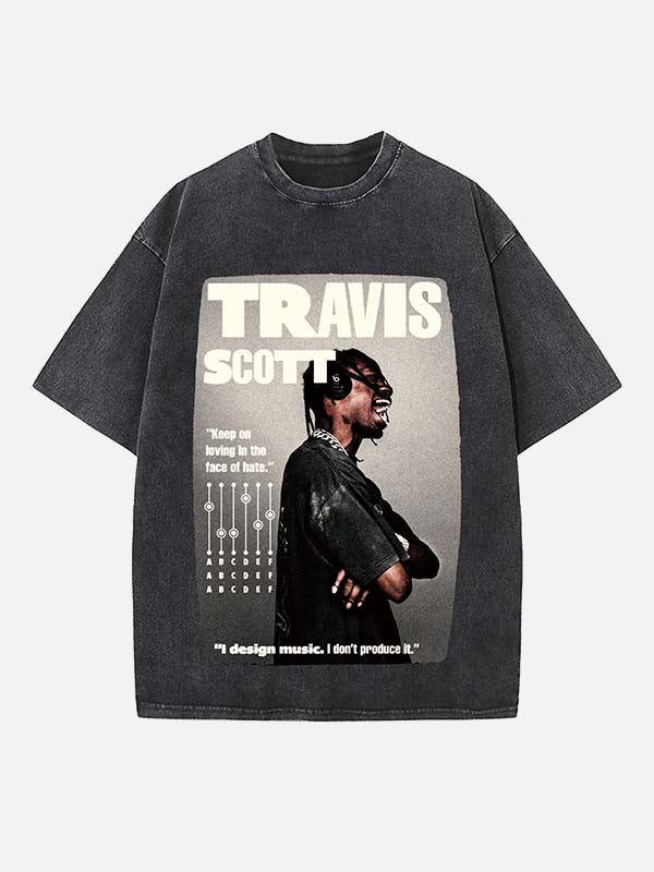 Travis Scott Print Round Neck T-shirt