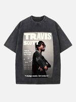 Travis Scott Print Round Neck T-shirt