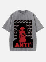 Rihanna Print Round Neck T-shirt