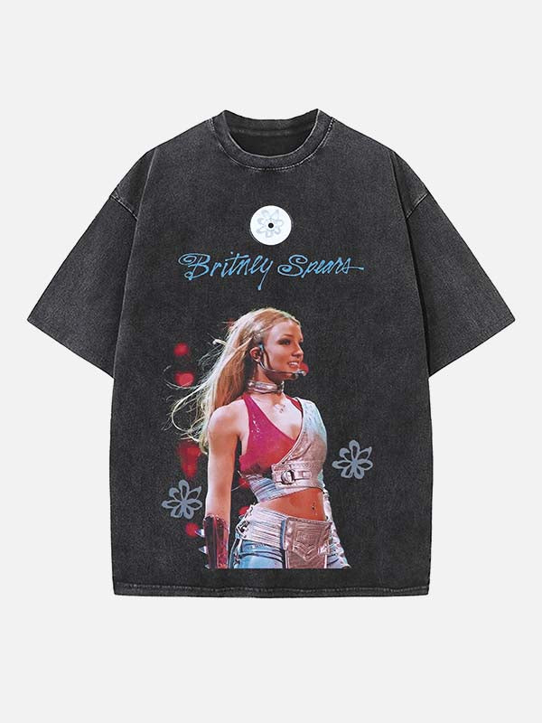 Britney Spears Print Round Neck T-shirt