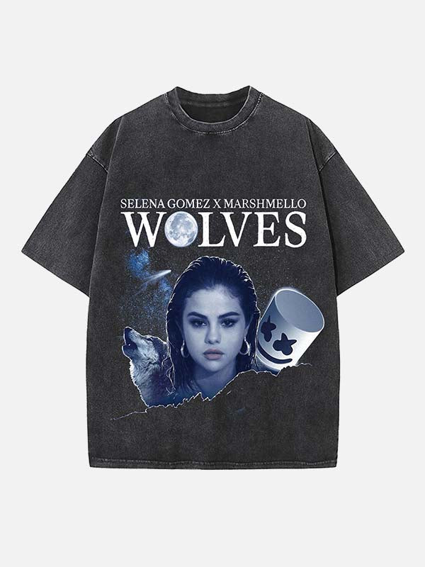 Selena Gomez Print Round Neck T-shirt