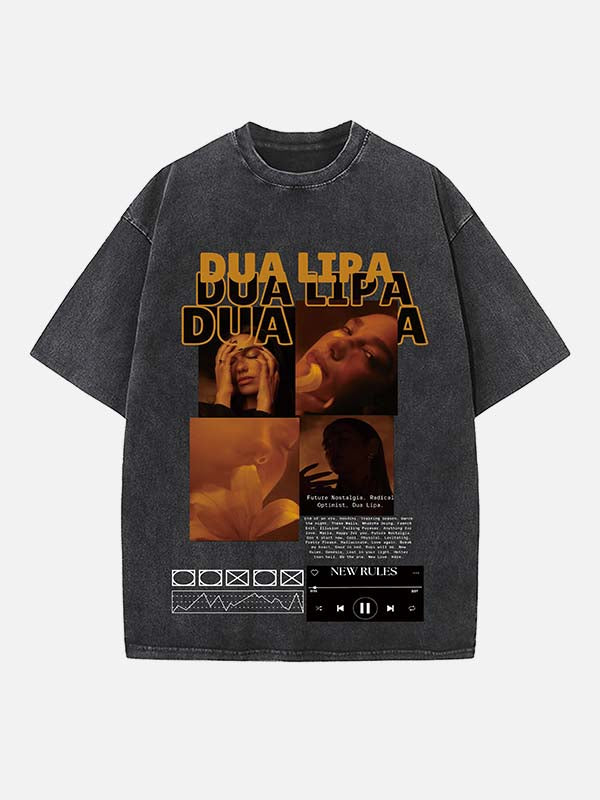 Dua Lipa Print Round Neck T-shirt