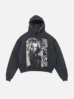 Britney Spears Print Slant Pockets Hoodie