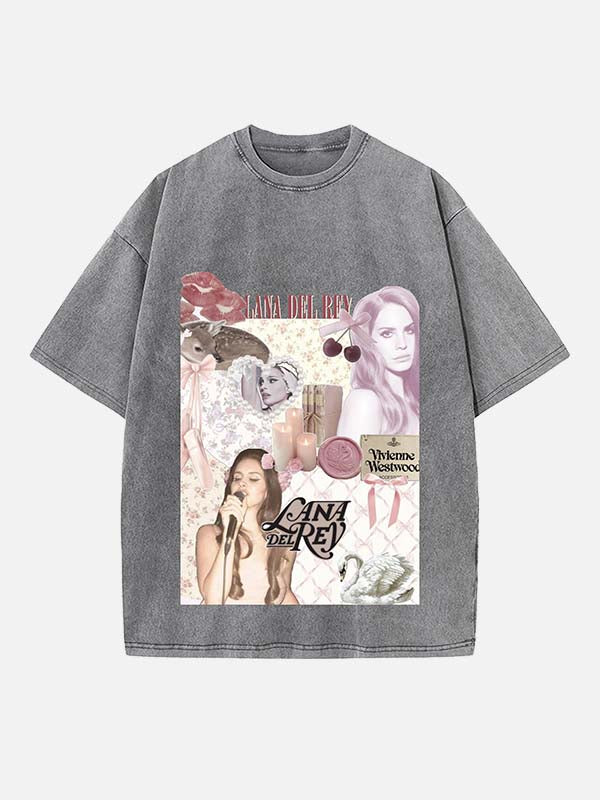 Lana Del Rey Print Round Neck T-shirt