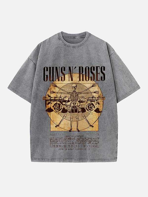 GUNS N' ROSES Print Round Neck T-shirt