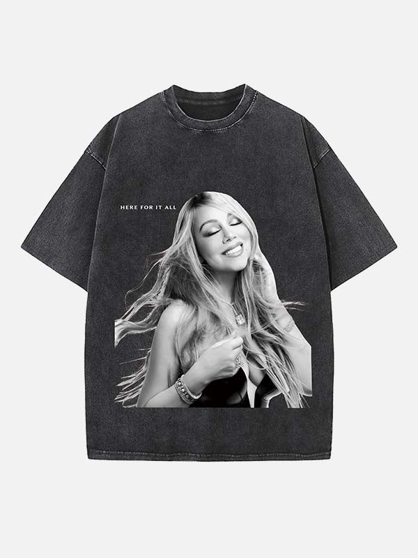 Mariah Carey Print Round Neck T-shirt