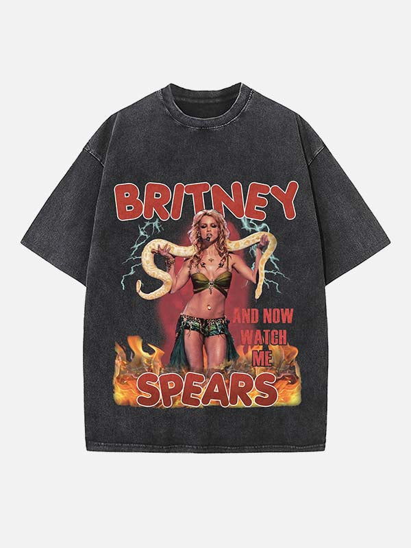 Britney Spears Print Round Neck T-shirt