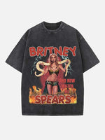 Britney Spears Print Round Neck T-shirt