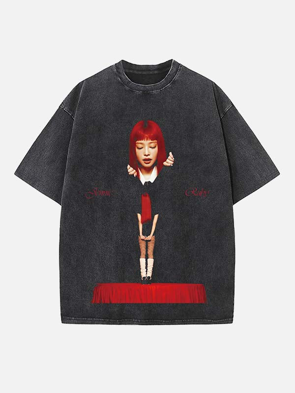 BLACKPINK Jennie Print Round Neck T-shirt