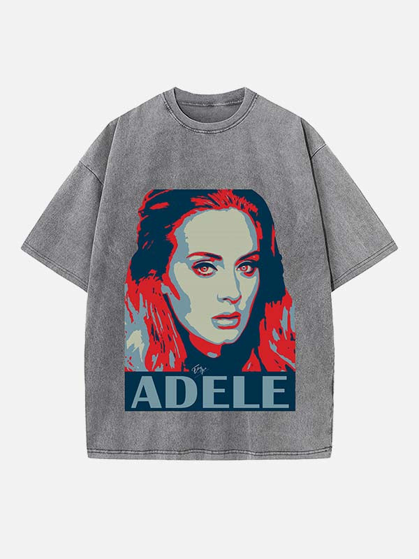 Adele Print Round Neck T-shirt