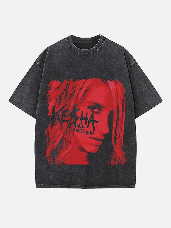 Kesha Print Round Neck T-shirt