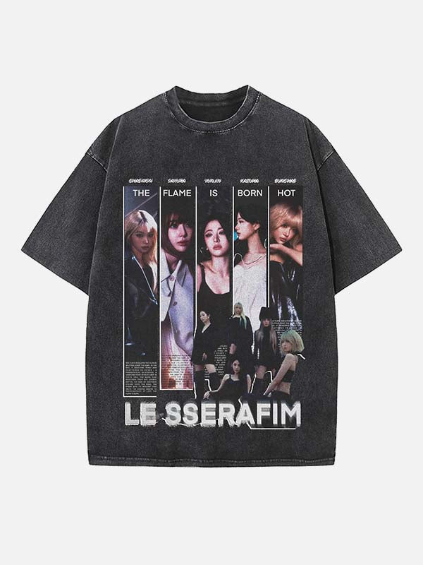 LE SSERAFIM Print Round Neck T-shirt