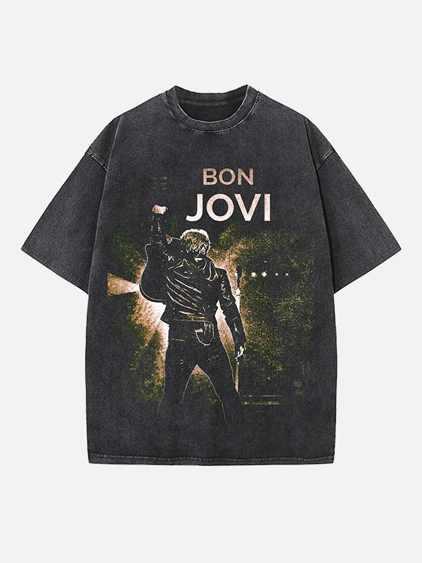 Bon Jovi Print Round Neck T-shirt