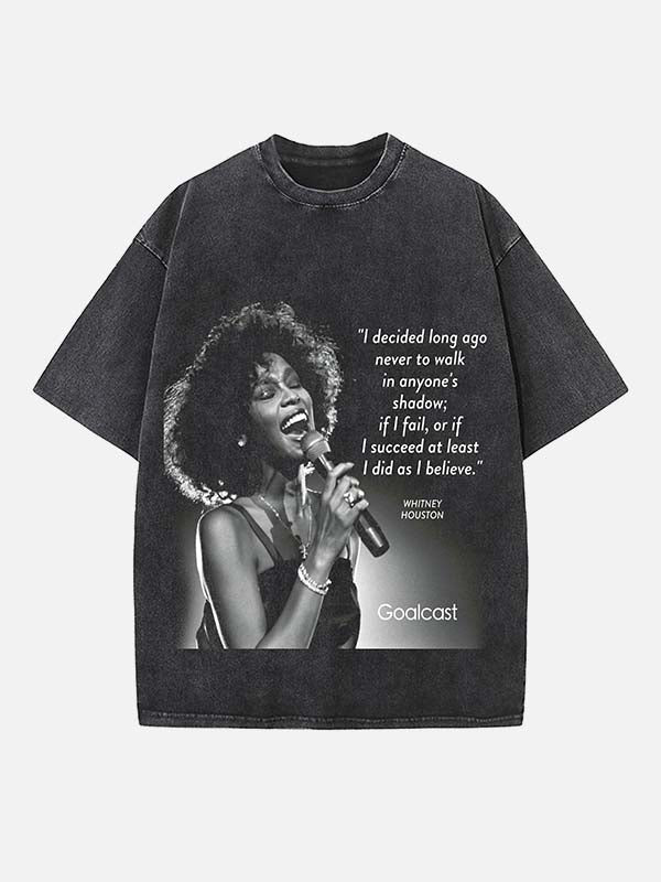 Whitney Houston Print Round Neck T-shirt