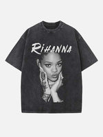 Rihanna Print Round Neck T-shirt