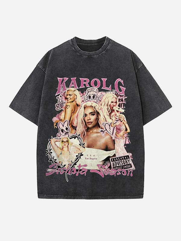 Karol G Print Round Neck T-shirt