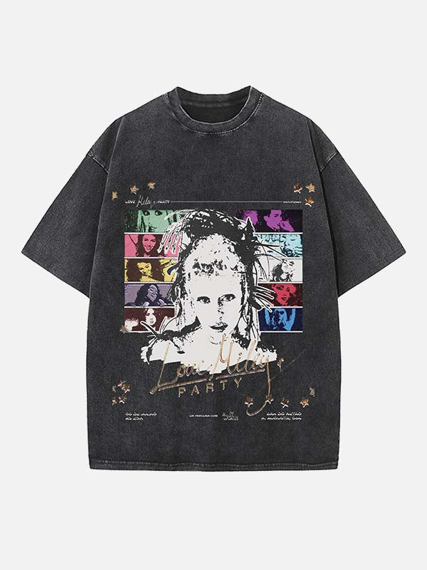 Miley Cyrus Print Round Neck T-shirt