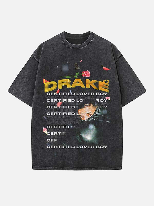 Drake Print Round Neck T-shirt