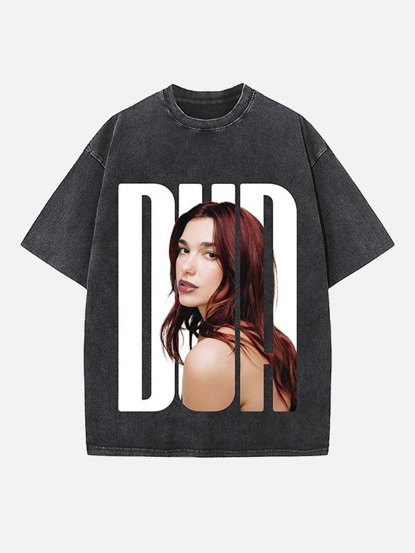 Dua Lipa Print Round Neck T-shirt