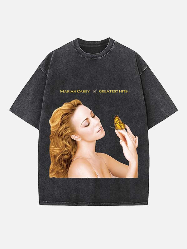 Mariah Carey Print Round Neck T-shirt
