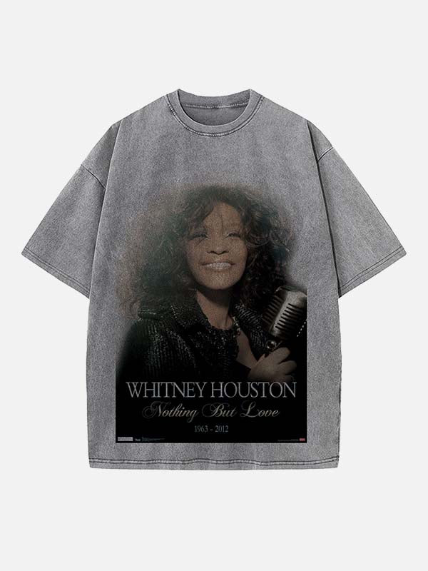 Whitney Houston Print Round Neck T-shirt