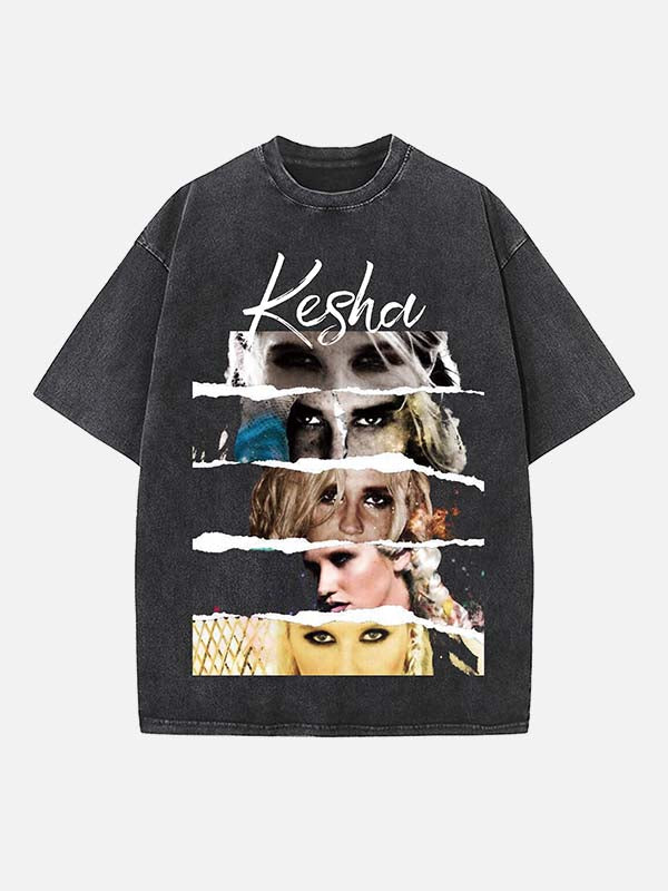 Kesha Print Round Neck T-shirt