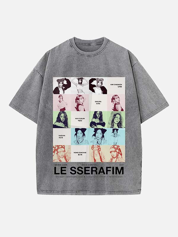 LE SSERAFIM Print Round Neck T-shirt