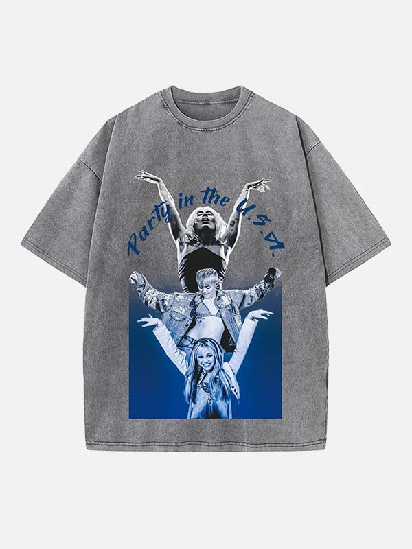 Miley Cyrus Print Round Neck T-shirt