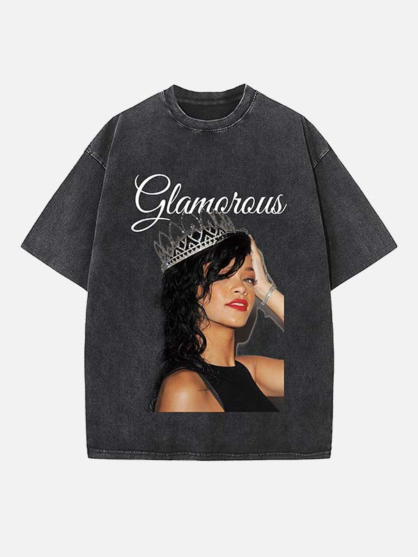 Rihanna Print Round Neck T-shirt