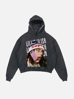Billie Eilish Print Slant Pockets Hoodie
