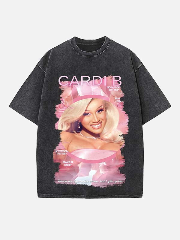 Cardi B Print Round Neck T-shirt